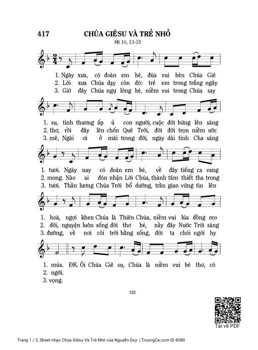 Sheet PDF of Chúa Giêsu Và Trẻ Nhỏ