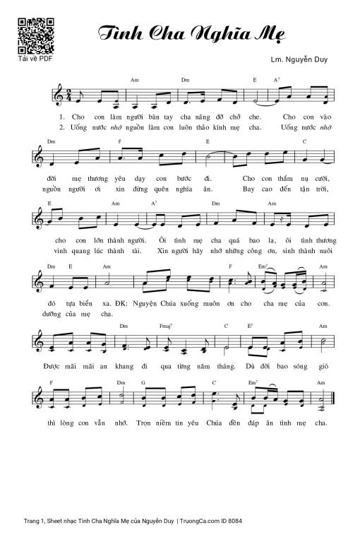 Sheet PDF of Tình Cha Nghĩa Mẹ