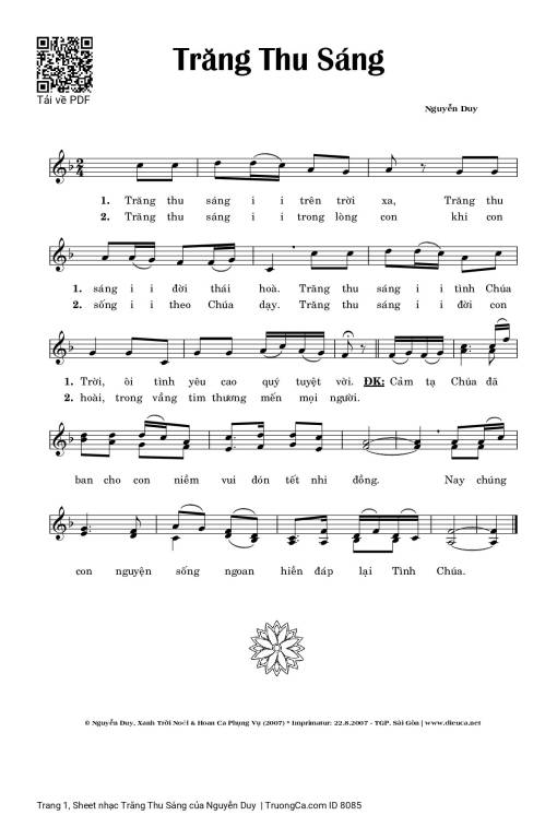 Sheet PDF of Trăng Thu Sáng