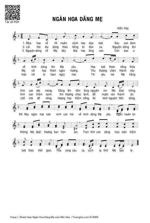 Sheet PDF of Ngàn Hoa Dâng Mẹ