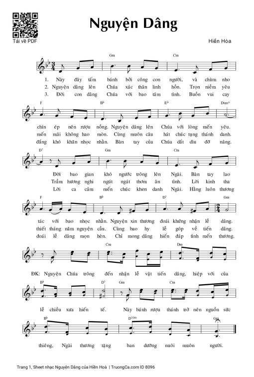 Sheet PDF of Nguyện Dâng - Hiền Hoà