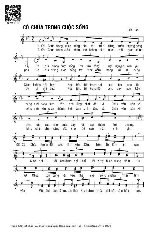 Sheet PDF of  Có Chúa Trong Cuộc Sống