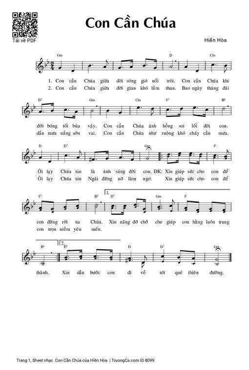 Sheet PDF of  Con Cần Chúa