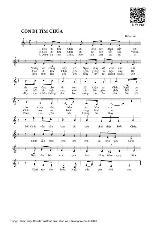 Sheet PDF of Con đi Tìm Chúa