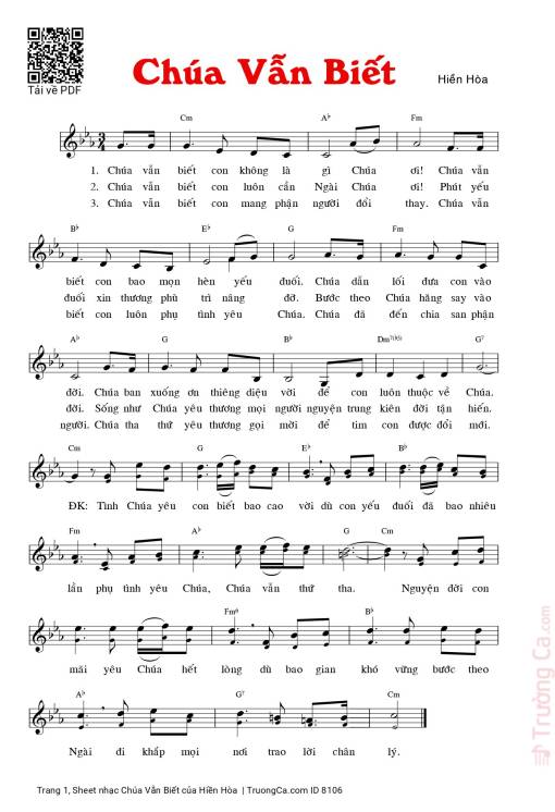 Sheet PDF of Chúa Vẫn Biết