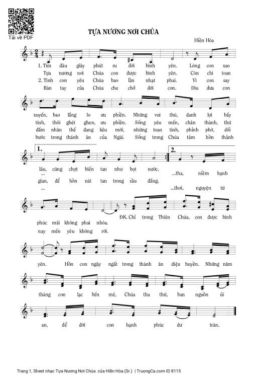 Sheet PDF of Tựa Nương Nơi Chúa 