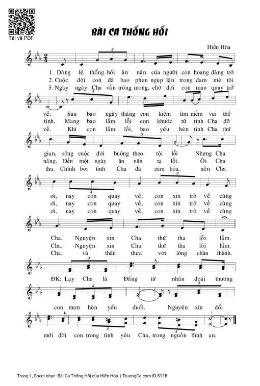 Sheet PDF of  Bài Ca Thống Hối