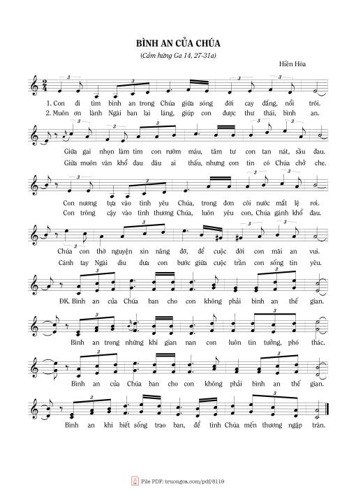 Sheet PDF of Bình An Của Chúa