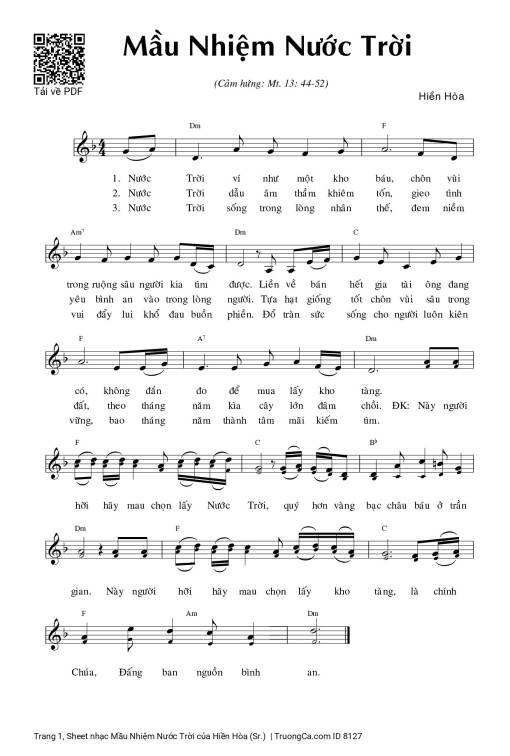 Sheet PDF of Mầu Nhiệm Nước Trời