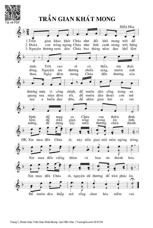 Sheet PDF of Trần Gian Khát Mong 