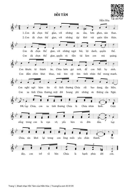 Sheet PDF of Hồi Tâm - Hiền Hòa