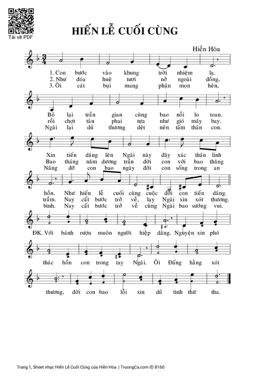 Sheet PDF of Hiến Lễ Cuối Cùng