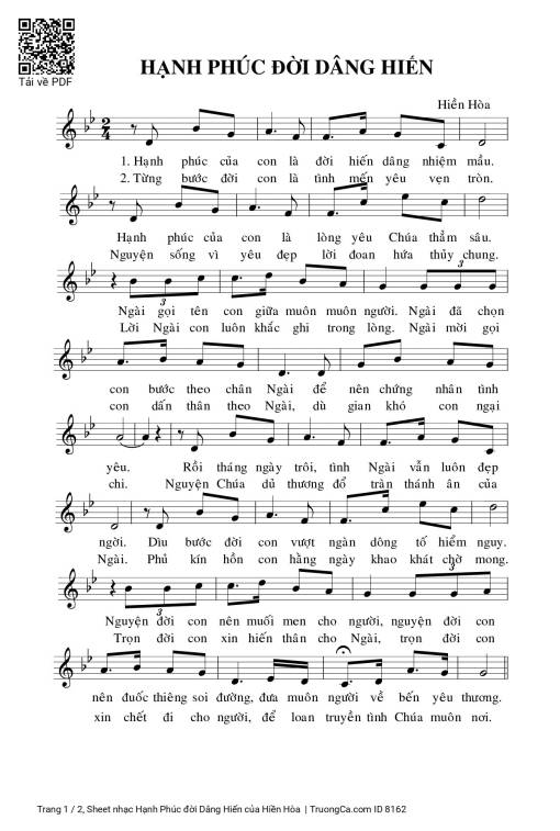 Sheet PDF of Hạnh Phúc đời Dâng Hiến