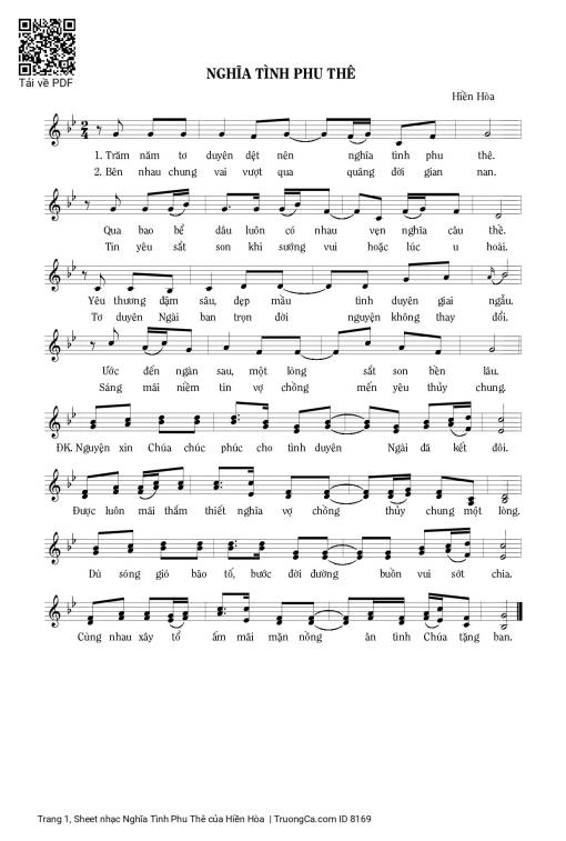 Sheet PDF of Nghĩa Tình Phu Thê