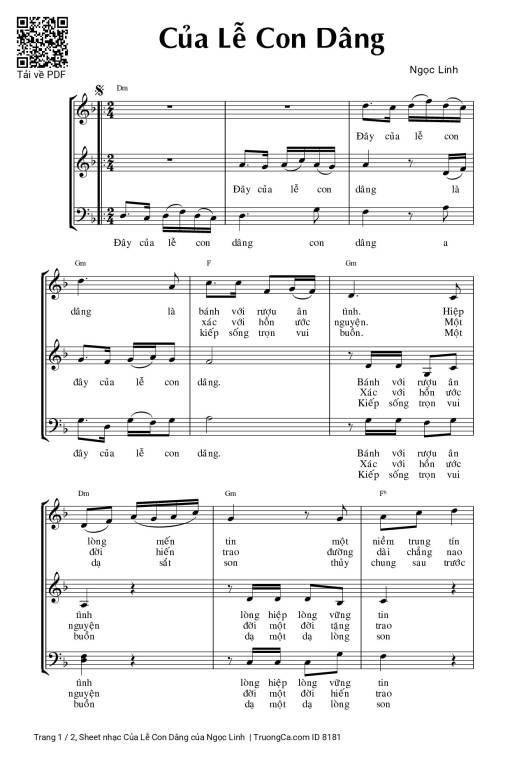 Sheet PDF of Của Lễ Con Dâng