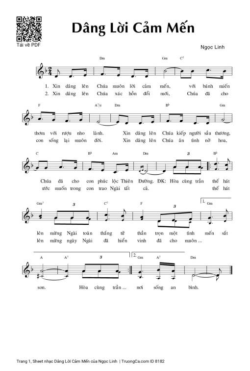 Sheet PDF of Dâng Lời Cảm Mến