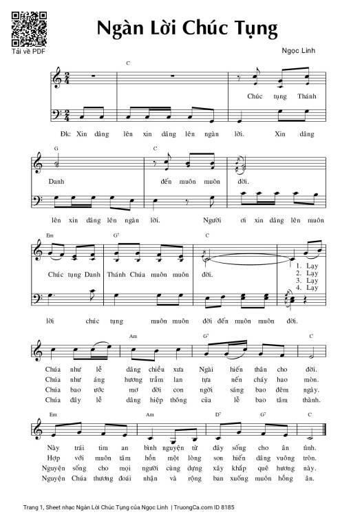 Sheet PDF of Ngàn Lời Chúc Tụng