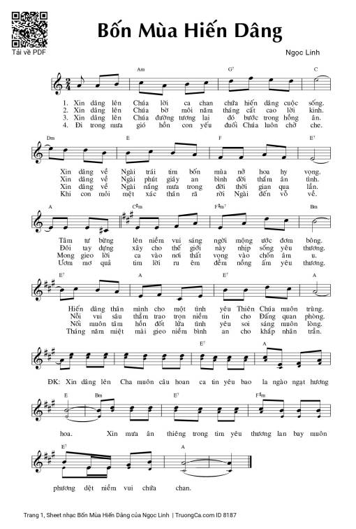 Sheet PDF of Bốn Mùa Hiến Dâng