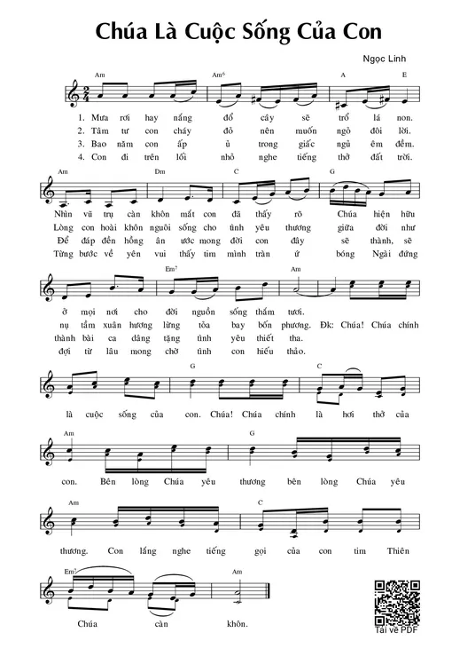 Sheet PDF of Chúa Là Cuộc Sống Của Con