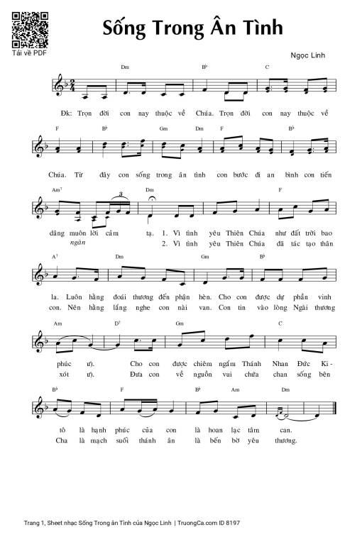 Sheet PDF of Sống Trong ân Tình