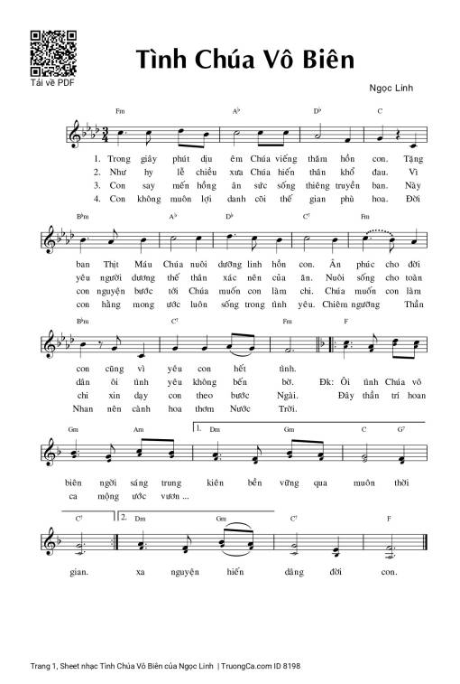 Sheet PDF of Tình Chúa Vô Biên