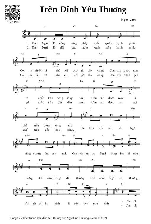 Sheet PDF of Trên đỉnh Yêu Thương