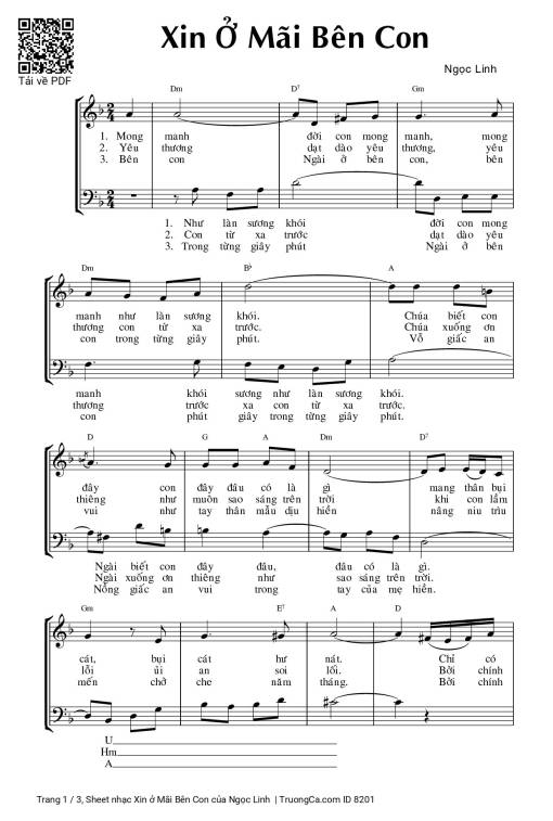 Sheet PDF of Xin ở Mãi Bên Con