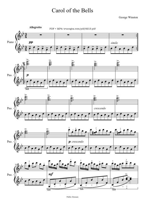 Carol of the Bells sheet Piano