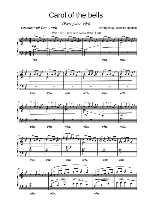 Carol of the bells (Easy piano solo)