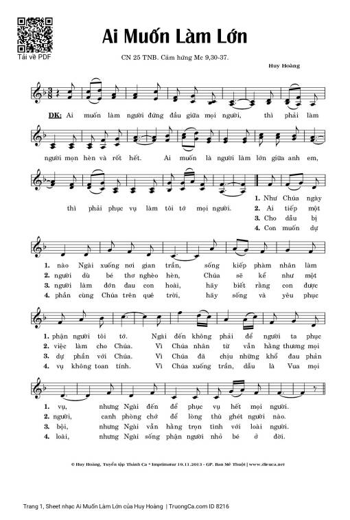 Sheet PDF of Ai Muốn Làm Lớn