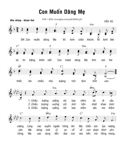 Sheet PDF of Con Muốn Dâng Mẹ