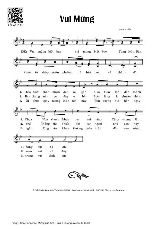 Sheet PDF of Vui Mừng - Anh Tuấn