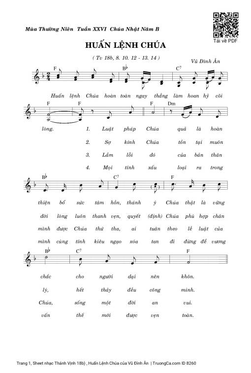 Sheet PDF of Thánh Vịnh 18b) , Huấn Lệnh Chúa
