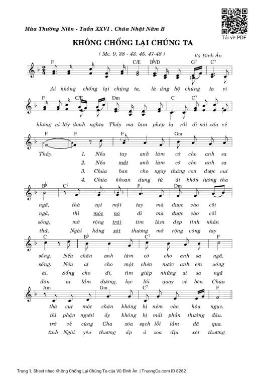 Sheet PDF of Không Chống Lại Chúng Ta