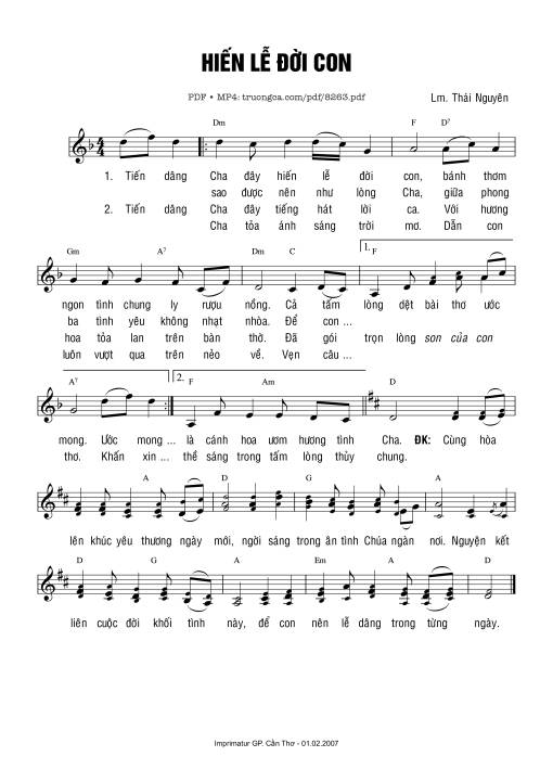 Sheet PDF of Hiến Lễ đời Con