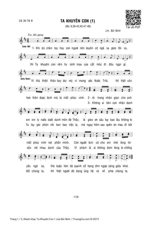 Sheet PDF of Ta Khuyên Con 1