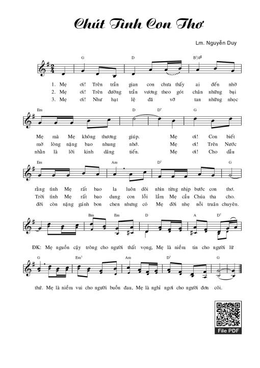 Sheet PDF of Chút Tình Con Thơ