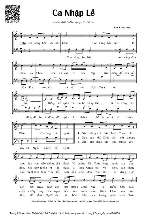 Sheet PDF of Thánh Vịnh 24, Ca Nhập Lễ - 1 Mùa Vọng