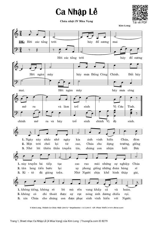Sheet PDF of Ca Nhập Lễ (4 Mùa Vọng)