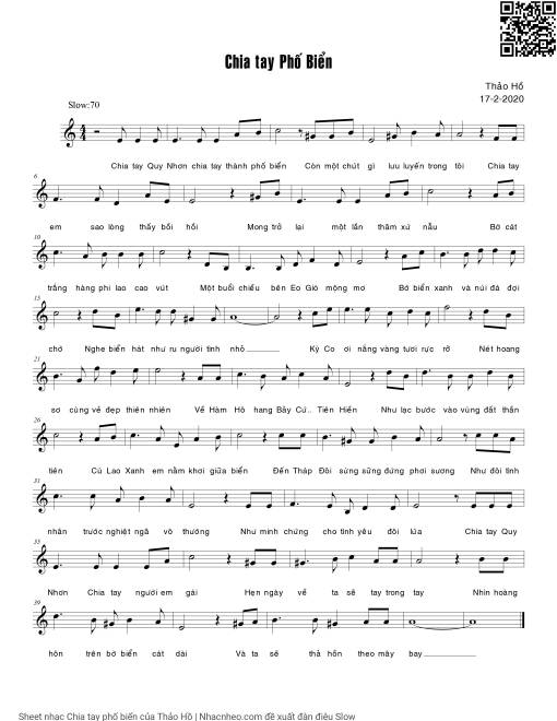 Sheet PDF of Chia tay phố biển