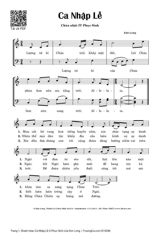 Sheet PDF of Ca Nhập Lễ 4 Phục Sinh