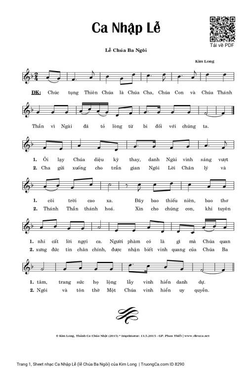Sheet PDF of Ca Nhập Lễ (lễ Chúa Ba Ngôi)