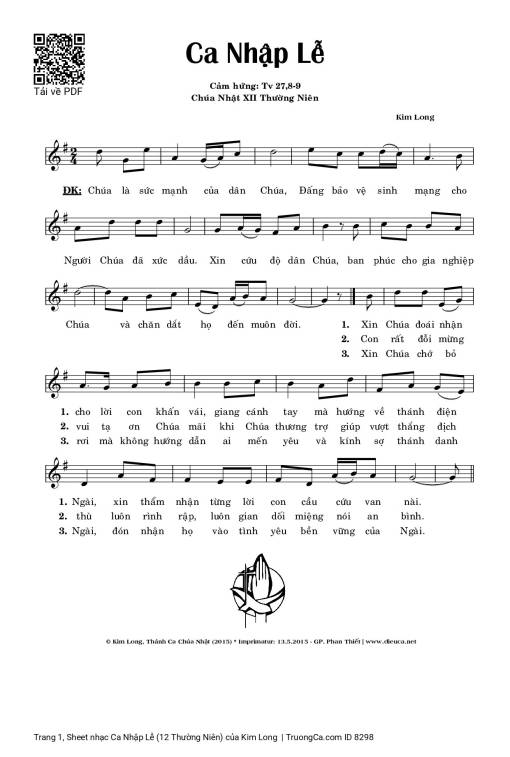 Sheet PDF of Ca Nhập Lễ (12 Thường Niên)