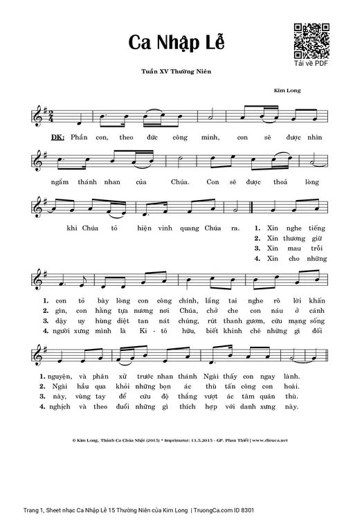 Ca Nhập Lễ 15 Thường Niên