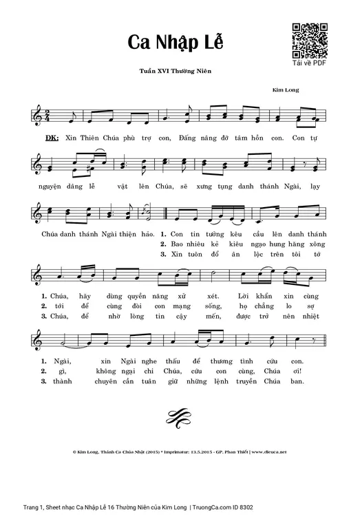 Ca Nhập Lễ 16 Thường Niên