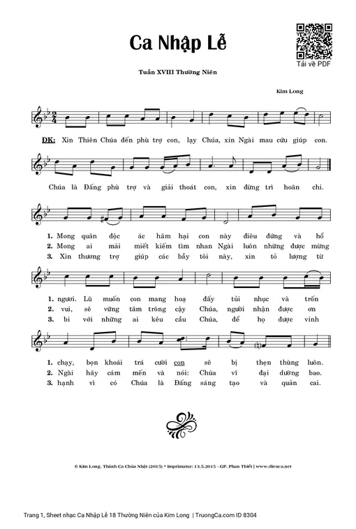 Ca Nhập Lễ 18 Thường Niên