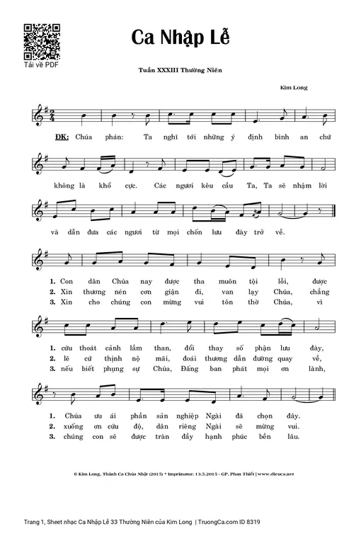 Ca Nhập Lễ 33 Thường Niên