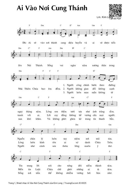 Sheet PDF of Ai Vào Nơi Cung Thánh