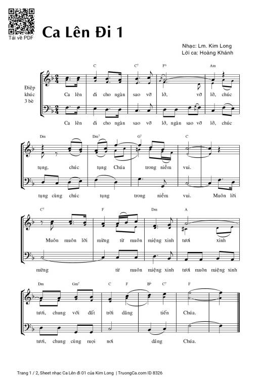 Sheet PDF of Ca Lên đi 01 - Kim Long