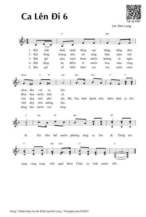 Sheet PDF of Ca Lên đi/06 - Kim Long